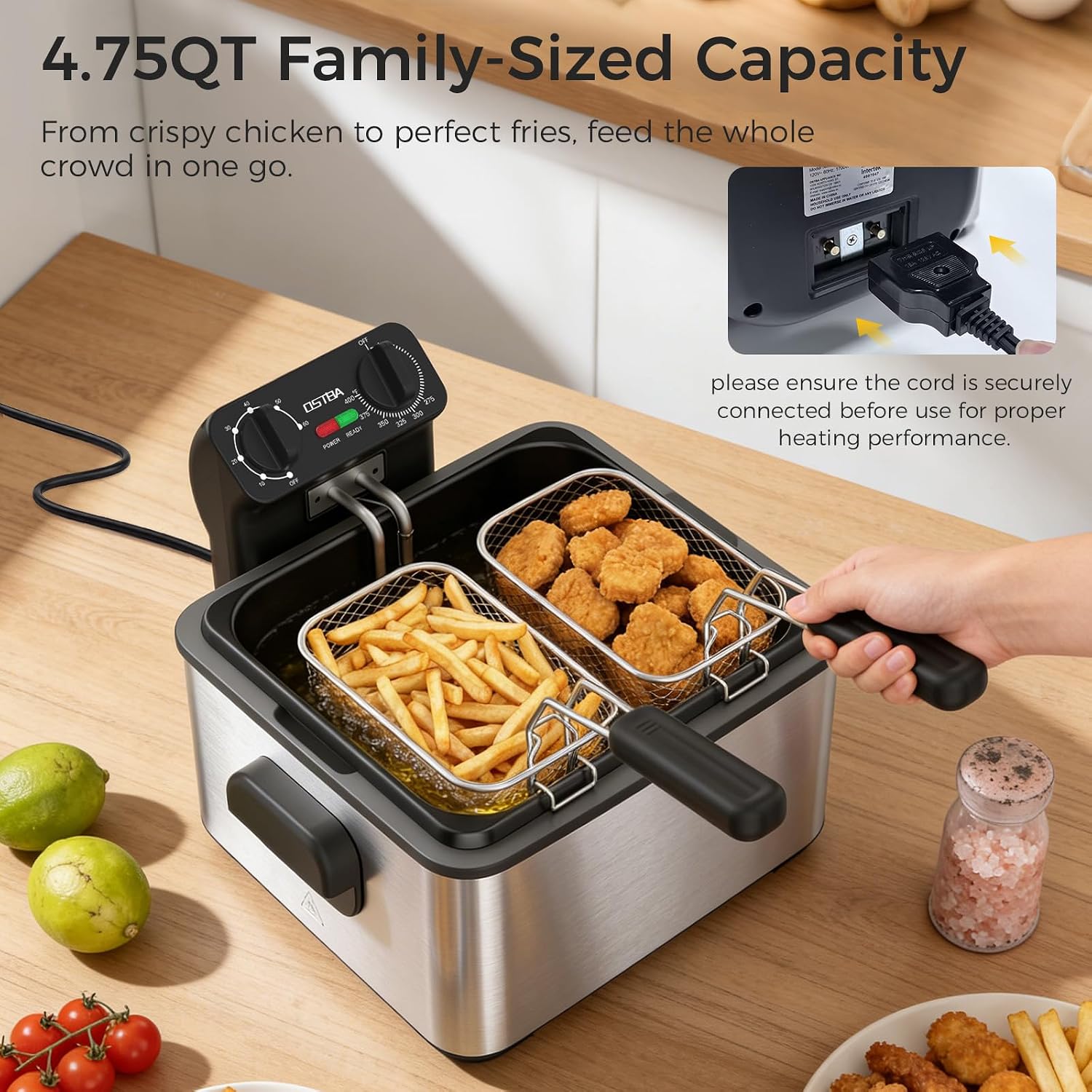 Electric Deep Fryer with 3 Bas - Commercial Kitchen Appliance 评论和价格