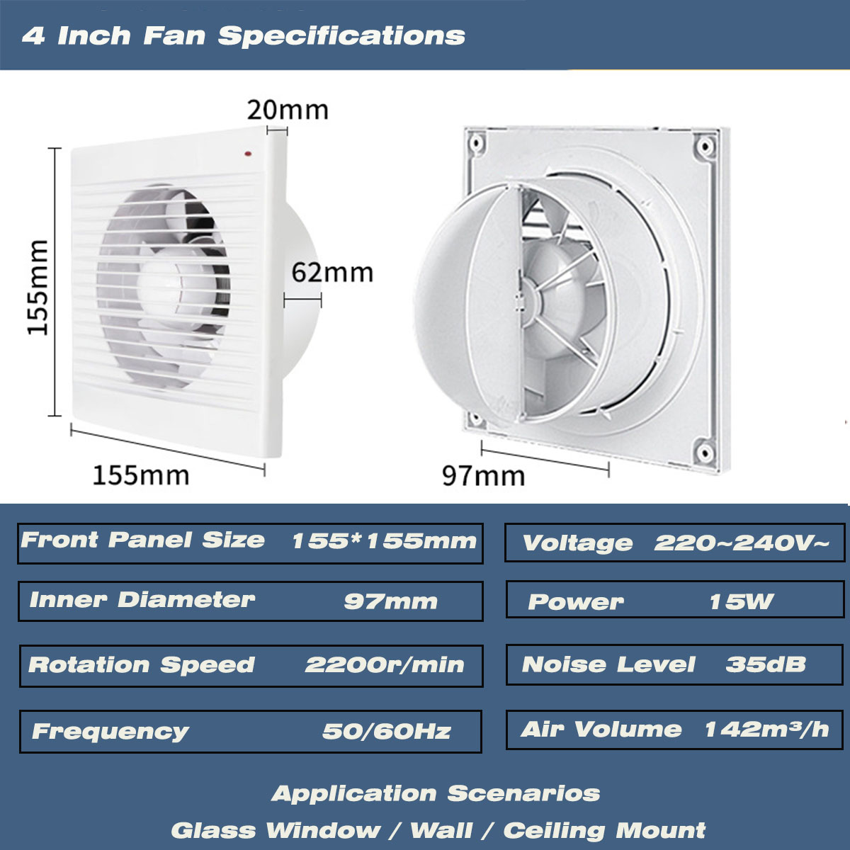 4 Inch Silent Window Mount Exh - Commercial Kitchen Ventilation 评论和价格