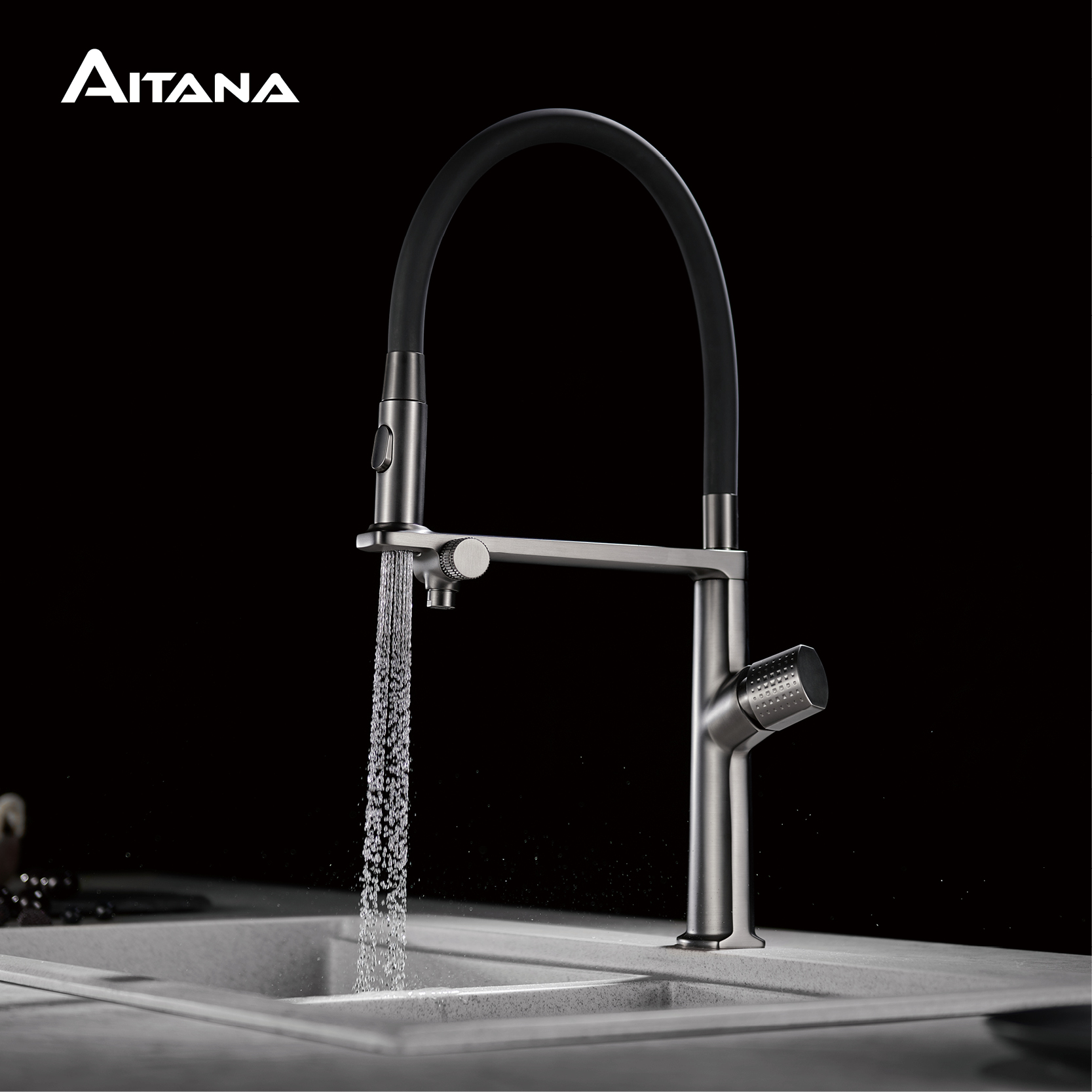 Luxury Gun Gray Brass Kitchen  - Commercial Kitchen Faucets 评论和价格