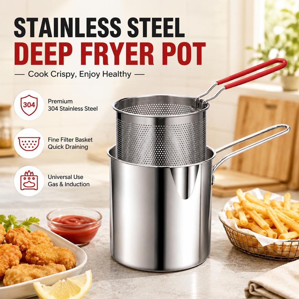 Stainless Steel Deep Fryer Pot - Commercial Kitchen Appliance 评论和价格